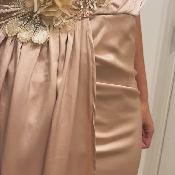 Elegant Women's Satin High-Slit Skirted Jumpsuit - Blush - Picture 5 of 5